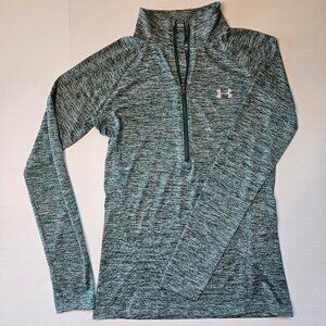 Under Armour Women's Heatwear, lightweight 1/2 zip long-sleeve, heather green XS